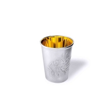 Liquor Gilded Silver Shot with Engraving. Hypoallergenic 925 Silver, 999 (24kt) Gold Plating