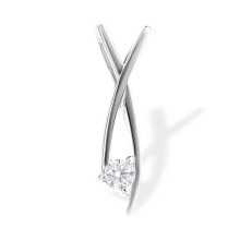 Single Diamond Slide Pendant. Certified 585 (14kt) White Gold