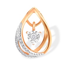 Intertwined Diamond Pendant. 585 (14kt) Rose Gold, Rhodium Detailing