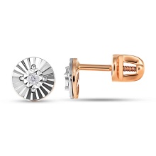 Diamond Illusion Stud Earrings. 585 (14kt) Rose Gold, Screw Backs