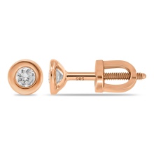 "The Essence of Elegance" Solitaire Diamond Studs. Hypoallergenic 585 Rose Gold, Rhodium, Screw Backs