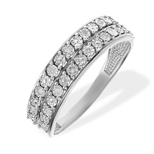 Double-row Diamond Wedding Band. 585 (14kt) White Gold with Rhodium Finish