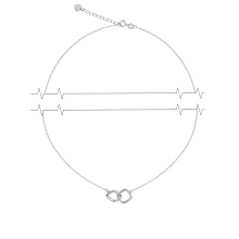 Lozenge Necklace with Diamonds. Adjustable 45cm to 50cm. 14kt (585) White Gold