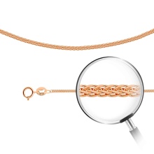 Wheat-link Solid Rose Gold Chain, 1.65mm Wide. Diamond-cut Tested 14kt (585) Rose Gold