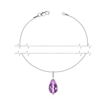 A Necklace with a Teardrop Rotating Amethyst. Hypoallergenic Certified 925 Silver, Rhodium
