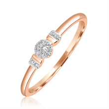 Ring with Diamond Cluster and Two Diamond Spacers. Tested 585 (14K) Rose Gold, Rhodium Detailing