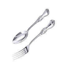 French Style Spoon and Fork for Kids and Teens. Hypoallergenic Antimicrobial 830/999 Silver