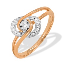 Intricate Diamond Ring. Tested 585 (14K) Rose and White Gold