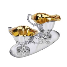 Silver Tea/Coffee Set. 'Kamelia' Series. Hypoallergenic 925 Silver, 999 (24kt) Gold Plating