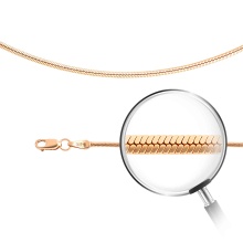 Oval Snake-link Solid Chain, Width 1.6mm. Certified 585 (14kt) Rose Gold, Diamond Cuts