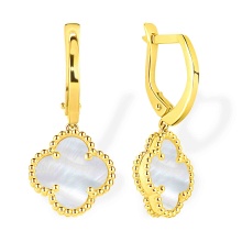 Mother-of-Pearl Quatrefoil Clover Earrings. 585 (14kt) Yellow Gold, Vicenza Series