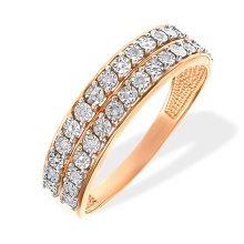 Half-Eternity Double-row Diamond Ring. 585 (14kt) Rose Gold, Rhodium Detailing