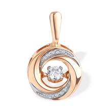 'Fluttering' Diamond Circle Pendant. 585 (14kt) Rose Gold, Rhodium Detailing