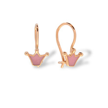 Kids Gold Jewelry Collection Of Children Earrings Crowning Glory Kids Earrings Hypoallergenic 585 Rose Gold Pink Enamel