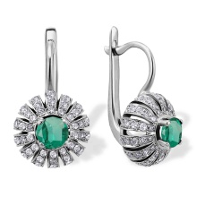 Oriental Motif Emerald and Diamond Earrings. 585 White Gold. The Art of Seduction Series