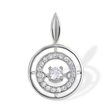 'Fluttering Diamond' Round Pendant. 585 (14kt) White Gold, Rhodium Detailing