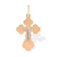 Trefoil Orthodox Cross for Him and for Her. Certified 585 (14kt) Rose and White Gold