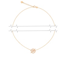 Diamond Circle-n-Bar Rose Gold Necklace. Adjustable 45cm to 50cm. 14kt (585) Rose Gold