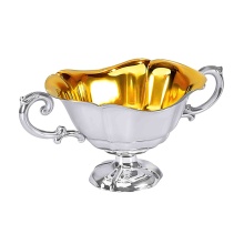 Silver Sugar Bowl. 'Kamelia' Series. Hypoallergenic 925 Silver, 999 (24kt) Gold Plating