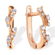 Garland CZ Lever-back Earrings. Certified 585 (14kt) Rose Gold