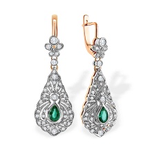Certified Emerald and Diamond Earrings. Red Carpet Event Earrings