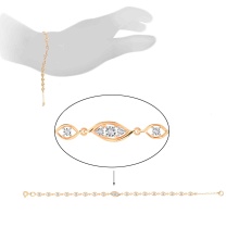 Adjustable Designer Link Diamond Bracelet. 585 (14kt) Rose Gold, Rhodium Detailing