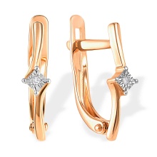 Illusion-set Diamond Geometric Earrings. 585 (14kt) Rose Gold, Rhodium Detailing