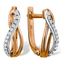 Diamond Curved Earrings with Style. Tested 585 (14K) Rose and White Gold