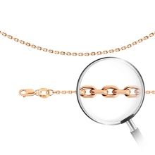 Anchor-link Solid Chain, Width 1.0mm. Tested 14kt (585) Rose Gold