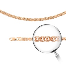 Nonna-link Solid Chain, Width 2.8mm. Certified 585 (14kt) Rose Gold, Diamond Cuts