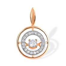 'Fluttering Diamond' Round Pendant. 585 (14kt) Rose Gold, Rhodium Detailing