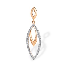 Double Marquise Shape Drop Diamond Pendant. 585 (14kt) Rose Gold, Rhodium Detailing