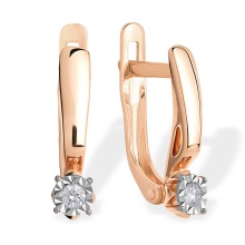 'Illusion Diamond' Bar Earrings. 585 (14kt) Rose Gold, Rhodium Detailing