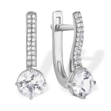 Colorless Topaz and Diamond Earrings. 585 (14kt) White Gold