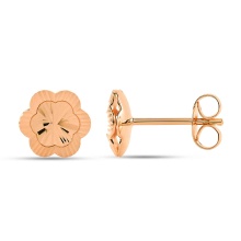 Flower-inspired Stud Earrings with Friction Backs. Tested 14kt (585) Rose Gold, Diamond Cuts
