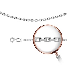 Oval Cable-link Solid Chain, Width 2.1mm. Hypoallergenic Certified 925 Silver, Rhodium