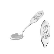 Baby Silver Spoon a 'Seated Girl' (4ml). Antimicrobial 925/999 Silver, Hand Engraving