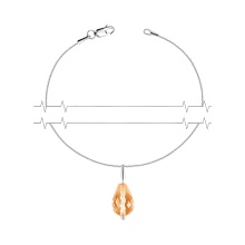 A Necklace with a Teardrop Rotating Citrine. Hypoallergenic Certified 925 Silver, Rhodium