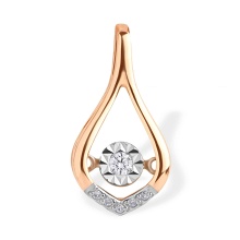 'Fluttering' Diamond Slide Pendant. 585 (14kt) Rose Gold, Rhodium Detailing