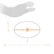 Polished Golden Bead Station Bracelet. Adjustable 16.5 to 21cm, Tested 14kt Rose Gold