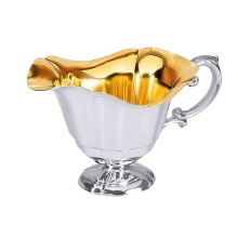 Silver Creamer. 'Kamelia' Series. Hypoallergenic 925 Silver, 999 (24kt) Gold Plating