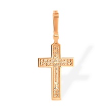 Cross Pendant with Prayer 'To the Venerable Cross'. Certified 585 (14kt) Rose Gold