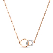 'Unity' Diamond Necklace. Certified 585 (14kt) Rose Gold, Rhodium Detailing