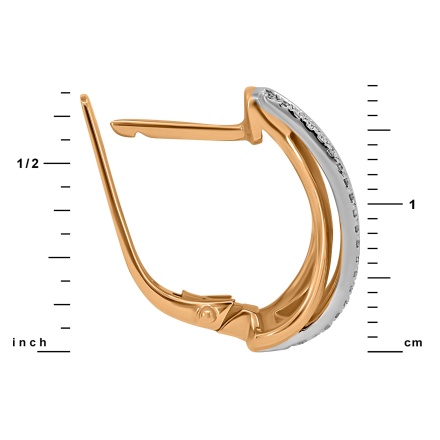 Earrings Featuring 40 Diamonds. Tested 585 (14K) Rose and White Gold. View 2