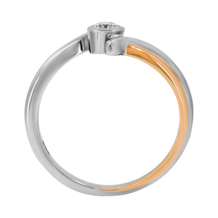 Bypass Engagement Ring with Bezel Set Diamond - Angle 4