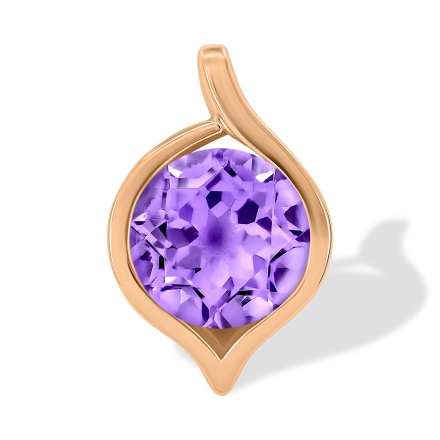 Slide Pendant with a 9mm Statement Amethyst. Hypoallergenic Cadmium-free 585 (14K) Rose Gold