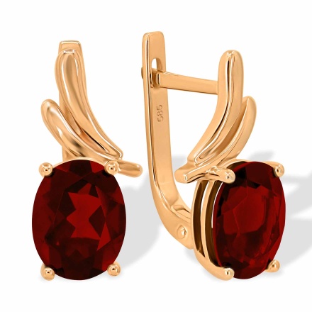 Legacy Garnet Leverback Earrings. Hypoallergenic Cadmium-free 585 (14K) Rose Gold