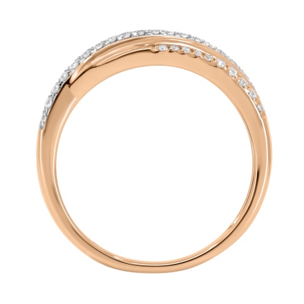 Diamond Multi-row Wavy Ring in Hypoallergenic 585 Rose Gold - Angle 4