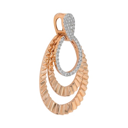 Textured Movable Pendant with 57 Pave Diamonds. Angle 2