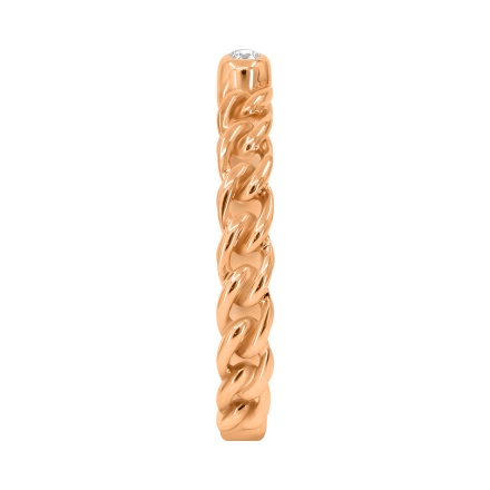 Hypoallergenic 585 Rose Gold 'Links and Beads' Ring with a Full-cut Diamond - Angle 3